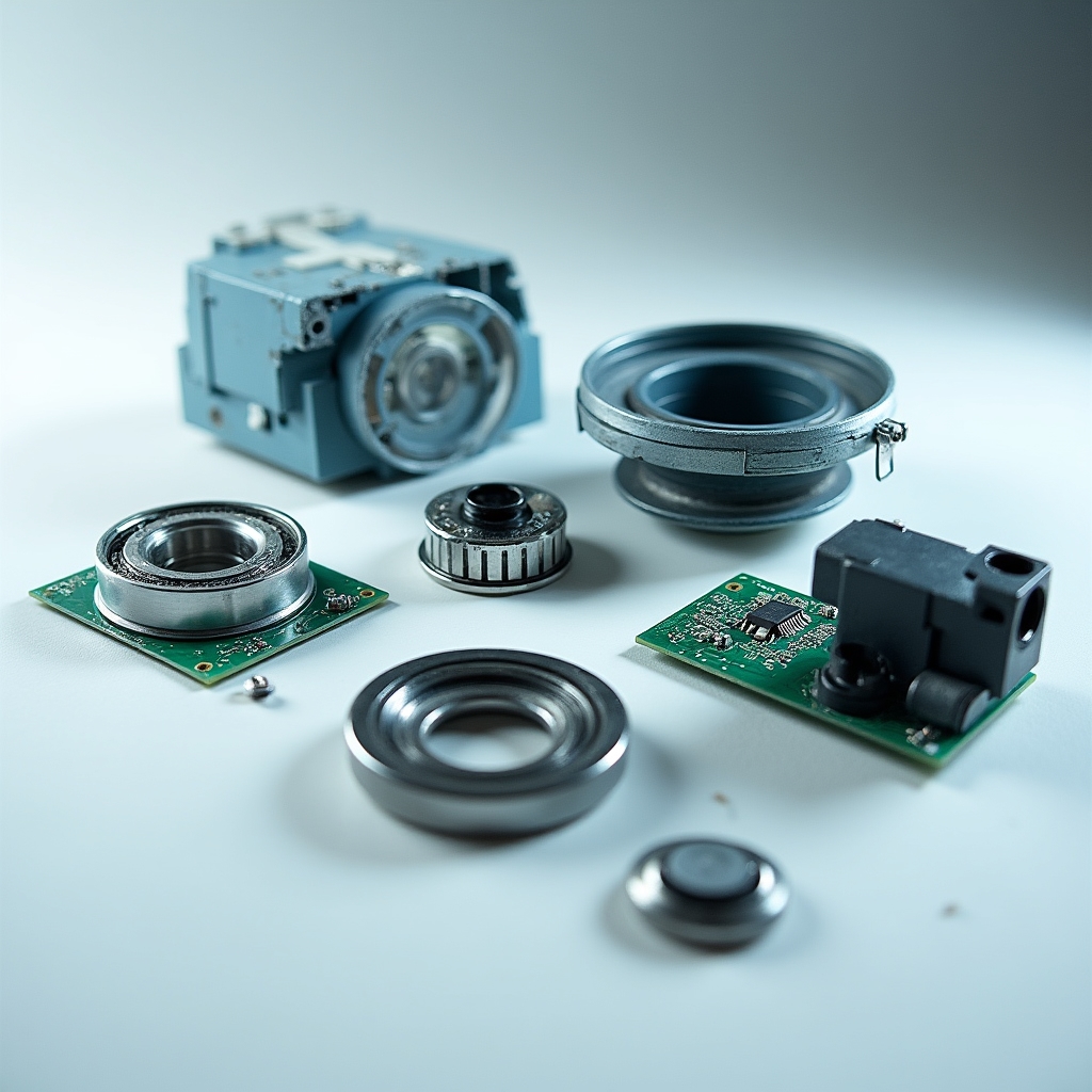 Разобранная стиральная машина с извлечёнными запчастями